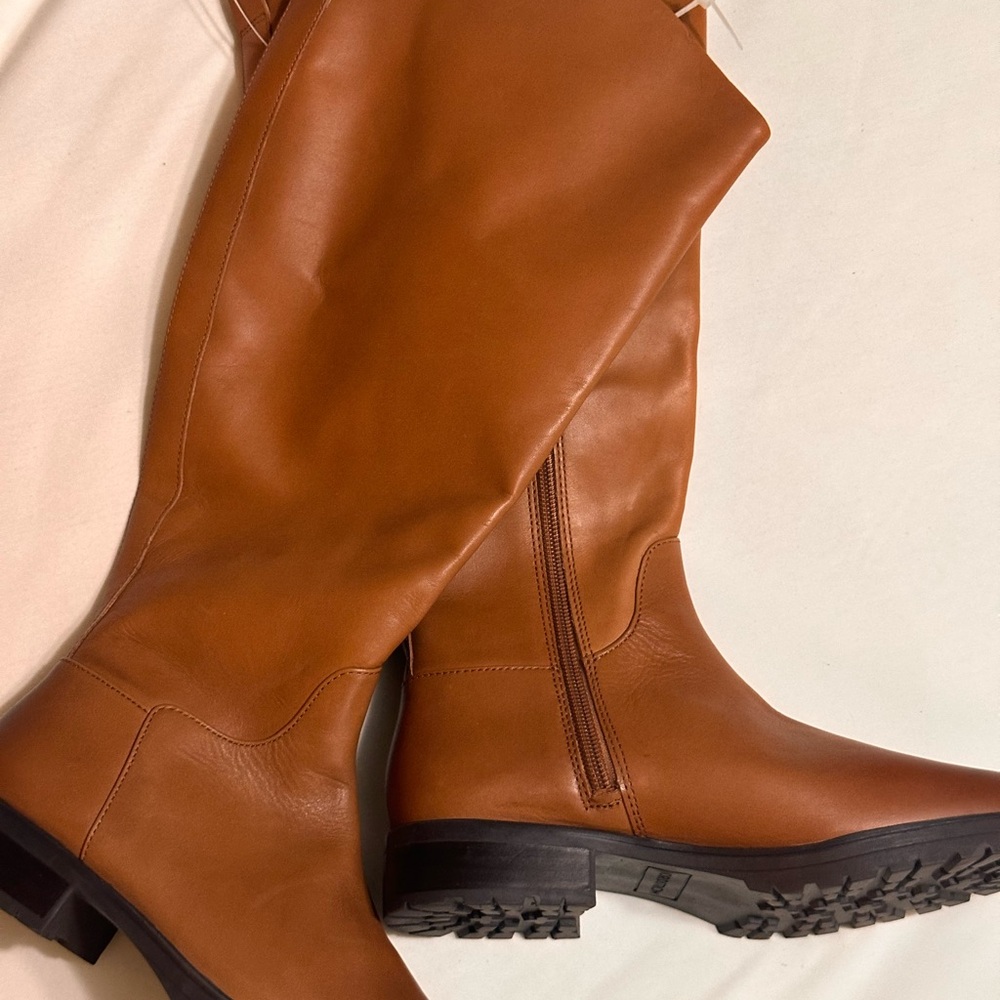 Brown Leather Knee-High Boots